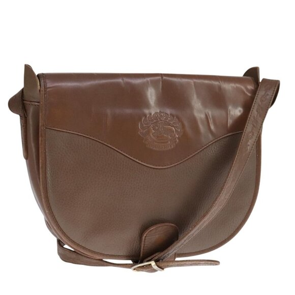 Burberrys Shoulder Bag Leather Brown Silver Auth - Picture 1 of 16